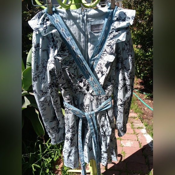 Floral Blue Ruffle Dress - Picture 12 of 17